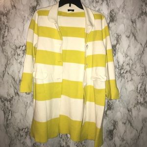 J. Crew Sweaters - J crew yellow and white stripe sweater cardigan J. Crew Sweaters - J crew yellow and white stripe sweater cardigan